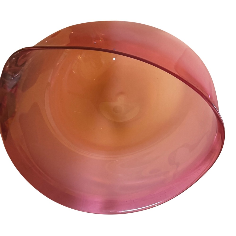 Murano MCM Glass Big Pink and Cream‎ Half Clam Shell Signed 16"x14"